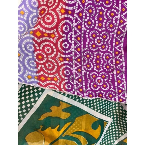 Retro Floral Wrap Midi Skirt L Pink Colorful Boho Hippie Indie Folk Patchwork - Picture 4 of 11